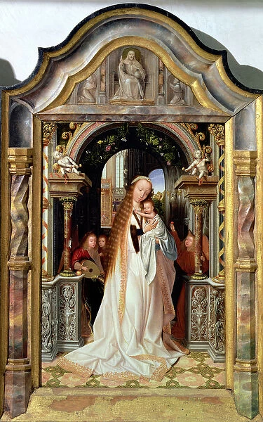 Virgin and Child with Three Angels, central panel of a triptych, c. 1509 (oil on panel)