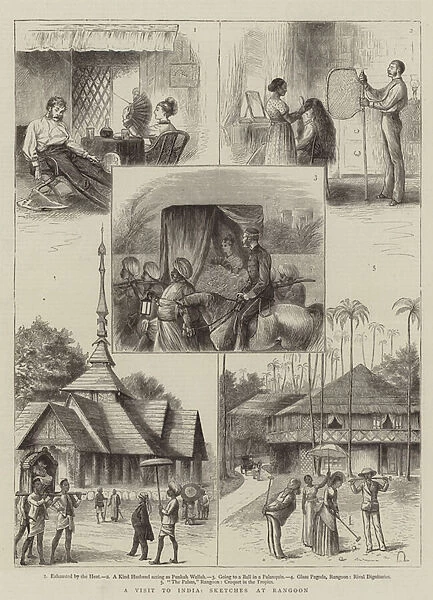 A Visit to India, Sketches at Rangoon (engraving)