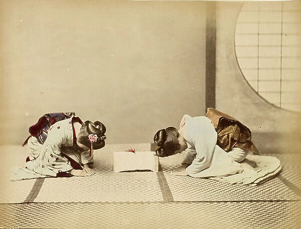 Visiting Ceremony - Japan 1880-1910 (hand coloured photo)