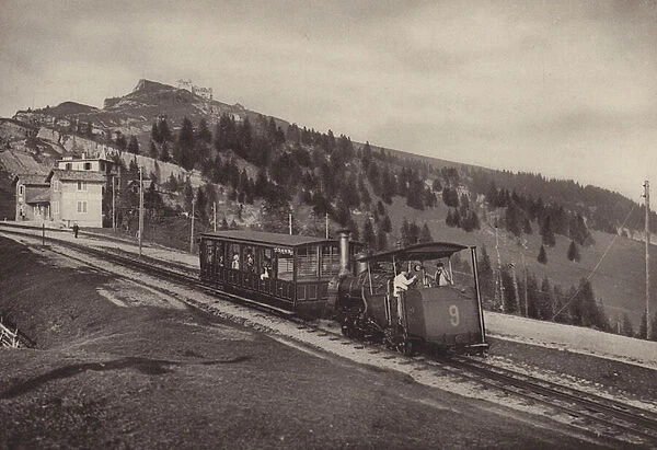 Vitznau Rigi Kulm, Zahnradbahn (b  /  w photo)