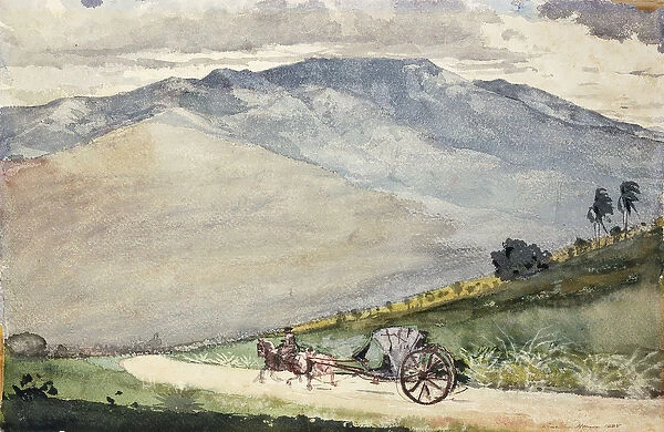 A Volante on a Mountain Road, Cuba, 1885 (watercolor on paper laid on board)