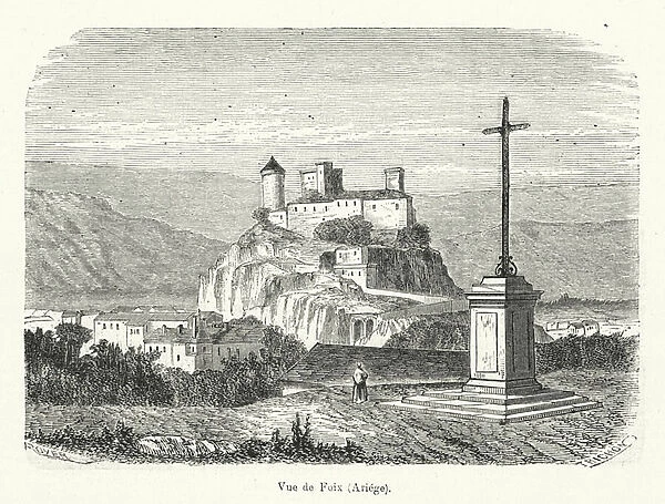 Vue de Foix (Ariege) (engraving)