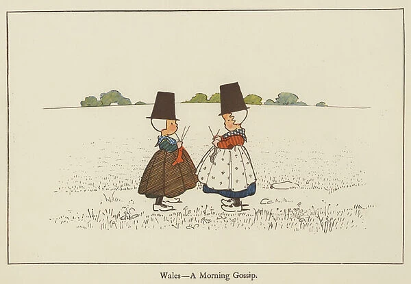 Wales, a morning gossip (colour litho)