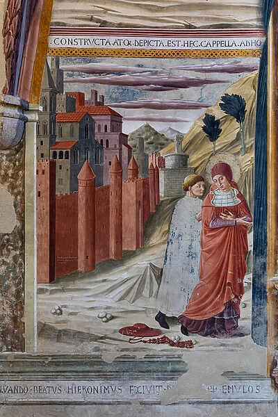 Detail of the wall with St. Jerome leaving Rome, Chapel of St. Jerome, 1452 (fresco)