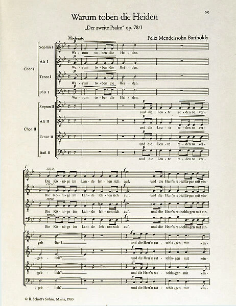 'Warum toben die Heiden'second psalm, op. 38, by Felix Mendelssohn (litho)