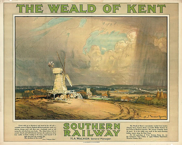 The Weald of Kent, a Southern Railway advertising poster, c