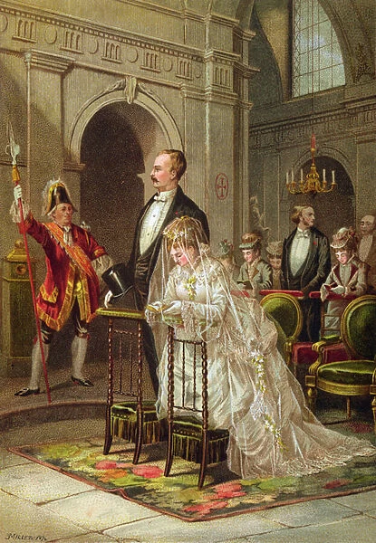 Wedding in a Church, 1874 (colour litho)