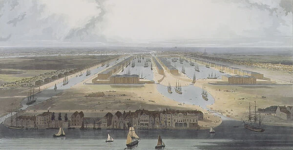 West India Trade Docks, from Six Views of the London Docks, 1802 (coloured