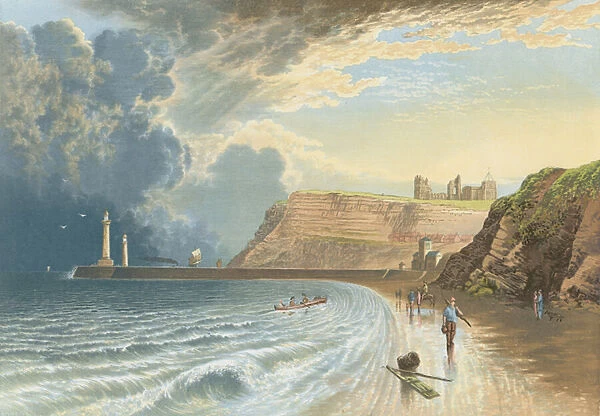 Whitby Abbey (coloured engraving)