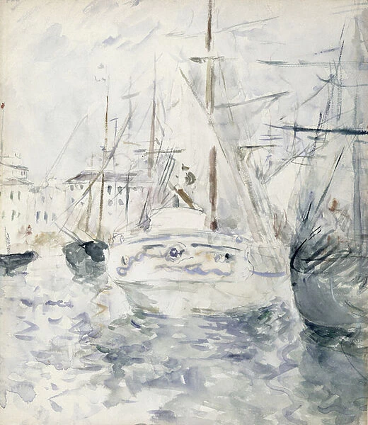 White Boat in the Port, Nice, 1881 (w  /  c on paper)