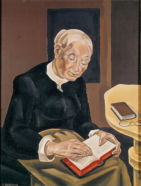 The White-Haired Reader (oil on canvas)