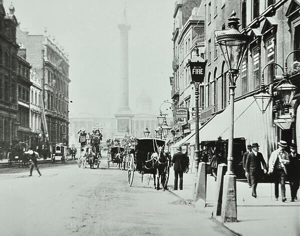 Whitehall, Westminster LB: Whitehall looking to Trafalgar Square, 1895 (b  /  w photo)