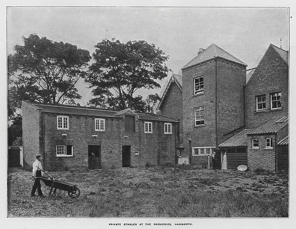Whiteleys Farms: Private stables at the Rookeries, Hanworth (b  /  w photo)
