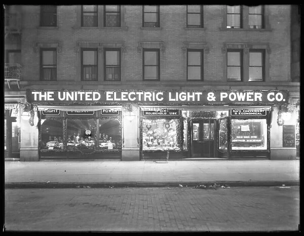 Wide view of the United Electric Light & Power Company window display at W