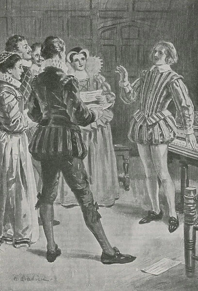 William Byrd listens to his madrigal (litho)