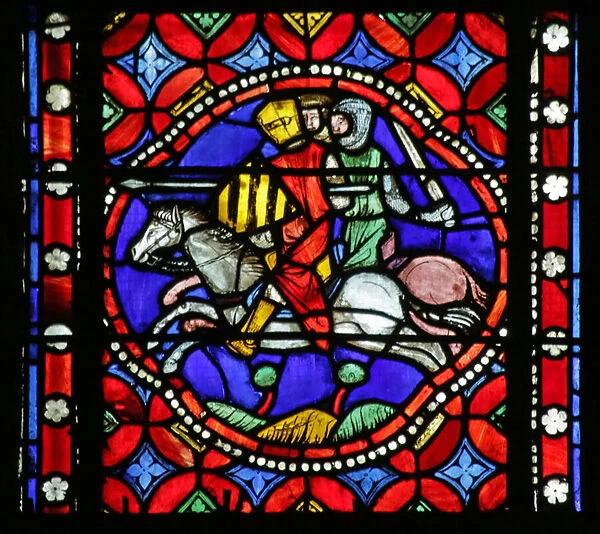 Window depicting From the life of Saint Bonnet: Pavia besieged by the Barons