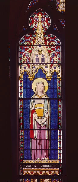Window depicting Marie-Amelie de Bourbon-Sicile (1782-1866) as St. Amelia, Sevres Workshop