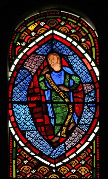 Window Ew depicting a prophet on the Tree of Jesse (ex St Denis) (stained glass)