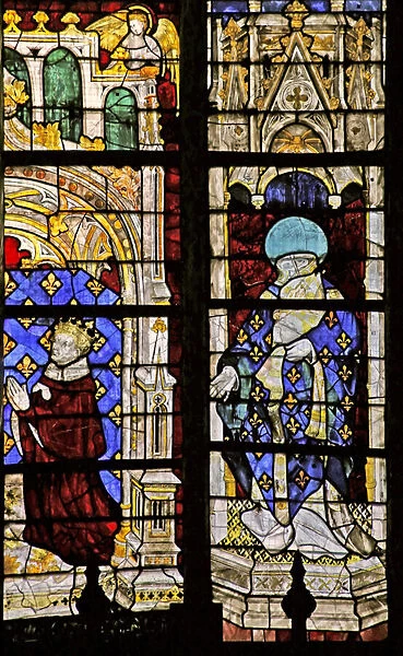 Window w210 depicting St Denis with the donor Charles VI (stained glass)