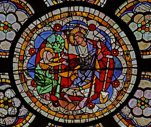 Window w7 depicting a Resurrection scene: Noli Me Tangere (stained glass)