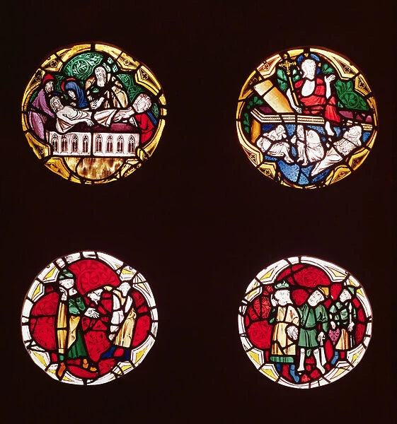 Four windows depicting scenes from the Life of Christ, from the Chapelle du Rosaire