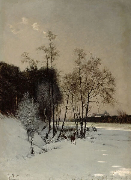 A Winter View in Posen, 1887 (oil on canvas)