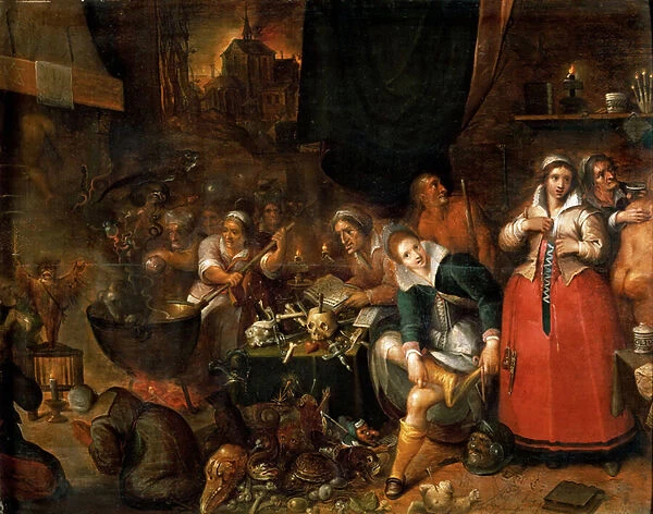 The Witches Kitchen - Frans Francken, the Younger (1581-1642). Oil on wood, c. 1610