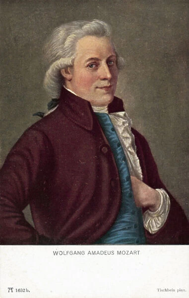 Wolfgang Amadeus Mozart (colour litho)