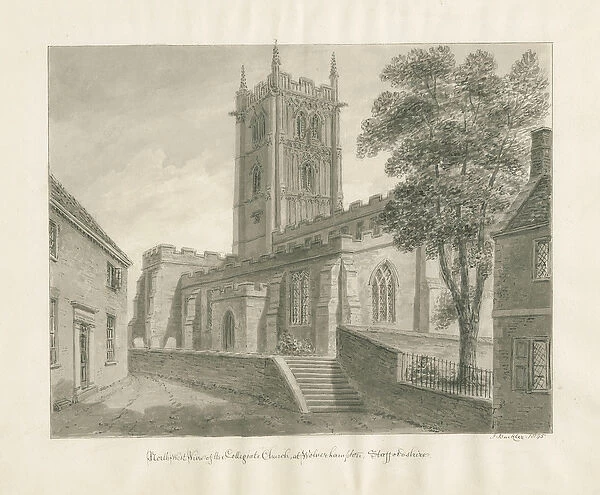Wolverhampton - St. Peters Church: sepia drawing, 1845 (drawing)