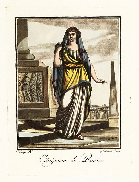 Woman citizen of Rome in palla and stola, ancient Rome #25256318