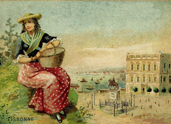 Woman of Lisbon. 19th century chromolithography