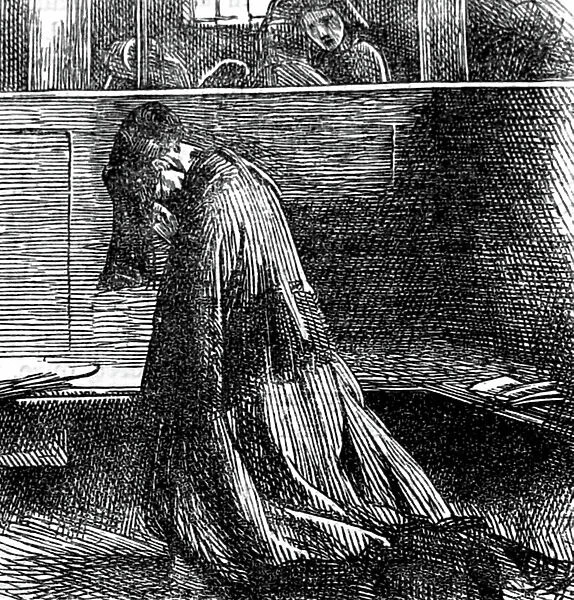 A woman mourning in her pew, 1850