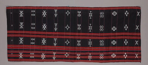 Womans skirt (unseamed), 20th century (cotton and glass beads; warp-faced plain weave with warp stripes, subordinate weft stripes, and beadwork (weft-strung beads))