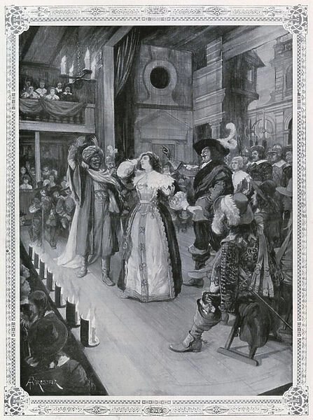 Women appear on the stage for the first time: Othello, as produced in December 1660 (litho)