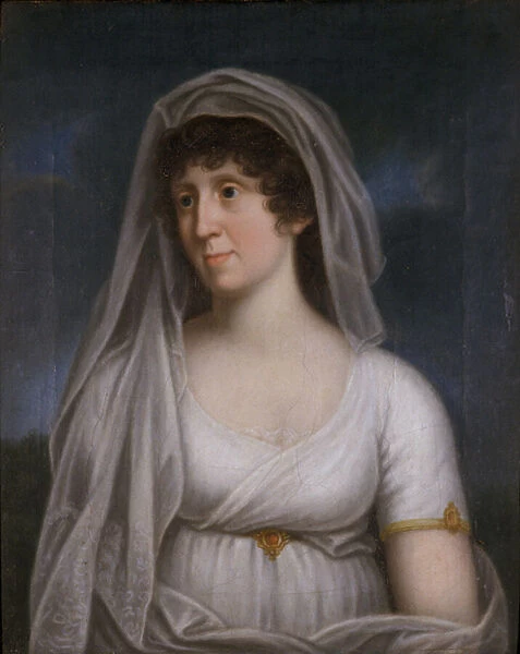 Women in a white dress with a veil (oil on canvas)