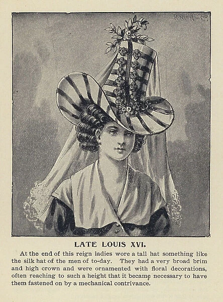 Women's headdress late in the time of Louis XVI (litho)