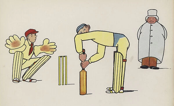 Wonderful England: Cricket (colour litho)