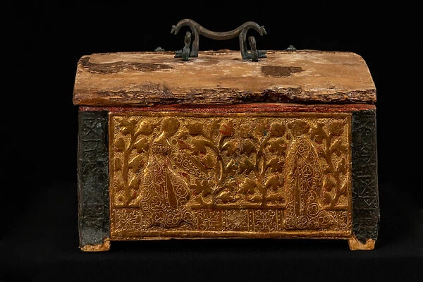 Wooden and gilded pastiglia reliquary box (mixed media)