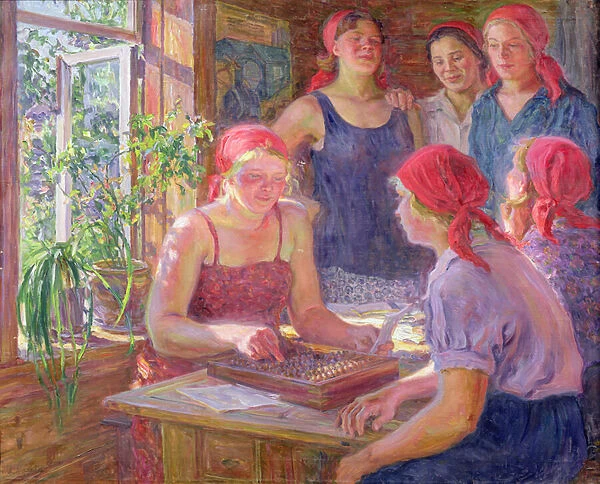 Working days calculation, 1934 (oil on canvas)
