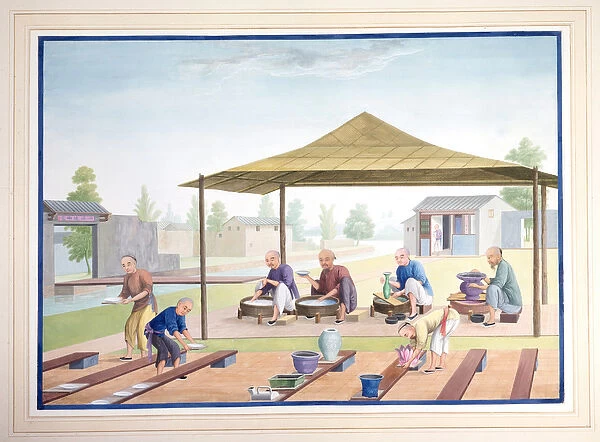 Workmen Applying the Glazes, c. 1825 (gouache on paper)