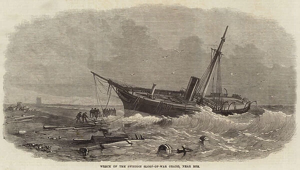 Wreck of the Swedish Sloop-of-War Oradd, near Rye (engraving)