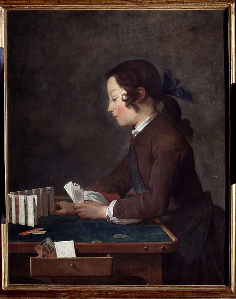 A young boy playing cards (oil on canvas, c. 1737)