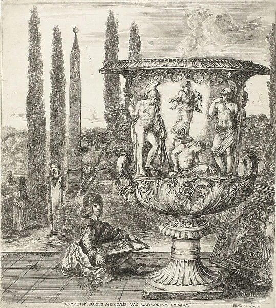 The Young Cosimo III de Medici drawing the Medici vase, 1656 (etching)