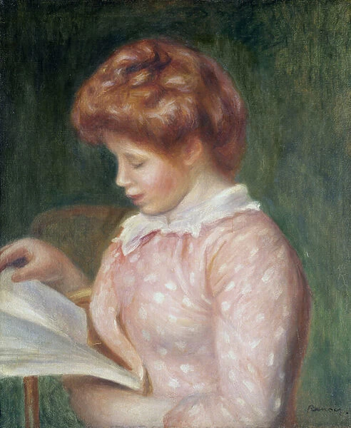 Young Girl Reading (oil on canvas)