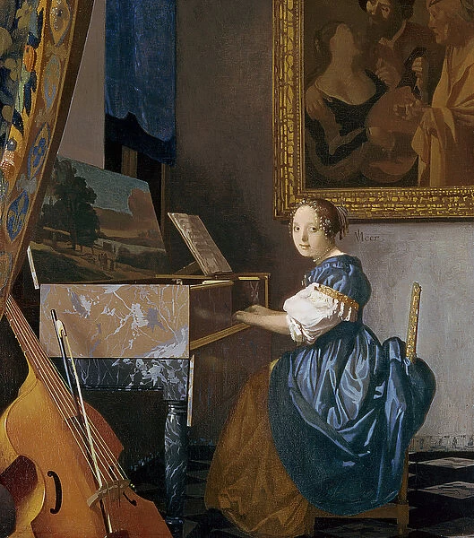 A Young Lady Seated at a Virginal, c. 1670 (oil on canvas)