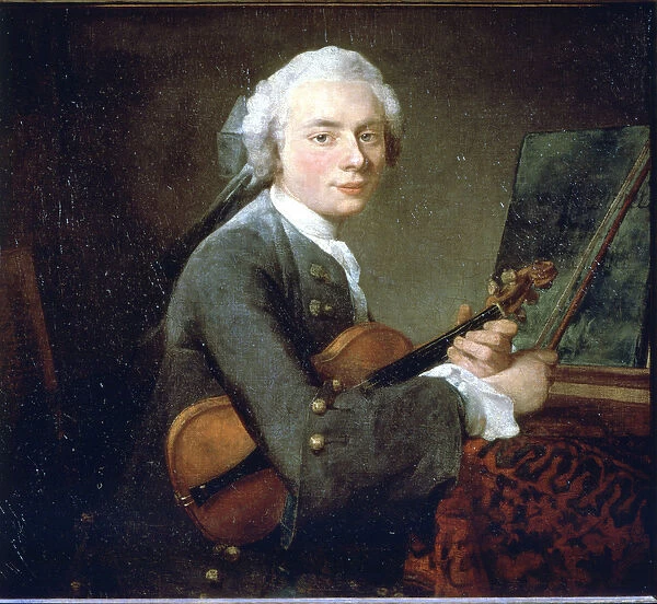 The Young Man in the Violin, circa 1738. Portrait of Charles Theodose Godefroy