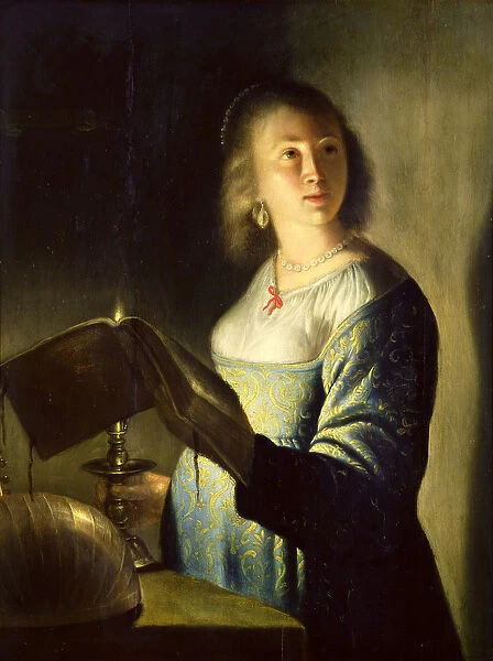 Young Woman with a Candle (oil on panel)