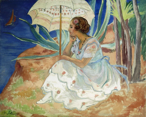 Young woman with an Umbrella, Saint Maxime; Jeune Fille a l Ombrelle Saint-Maxime, c