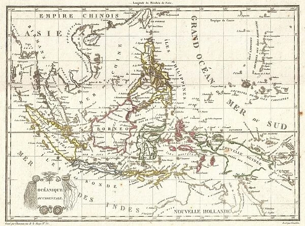 1810, Tardieu Map of the East Indies, Singapore, Southeast Asia, Sumatra, Borneo