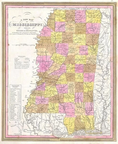 1846, Burroughs, Mitchell Map of Mississippi, topography, cartography, geography